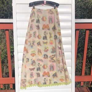 Double D Ranch Cream Maxi Skirt with Pink and Green Floral Accents